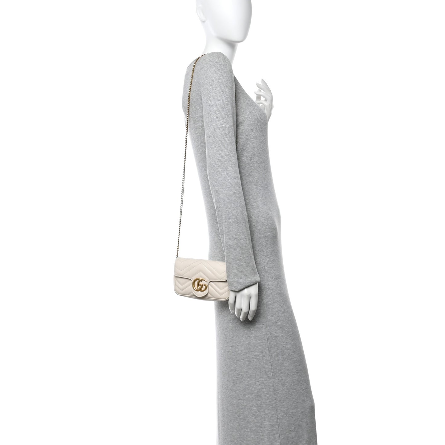 Calfskin Matelasse Super Mini GG Marmont Shoulder Bag White