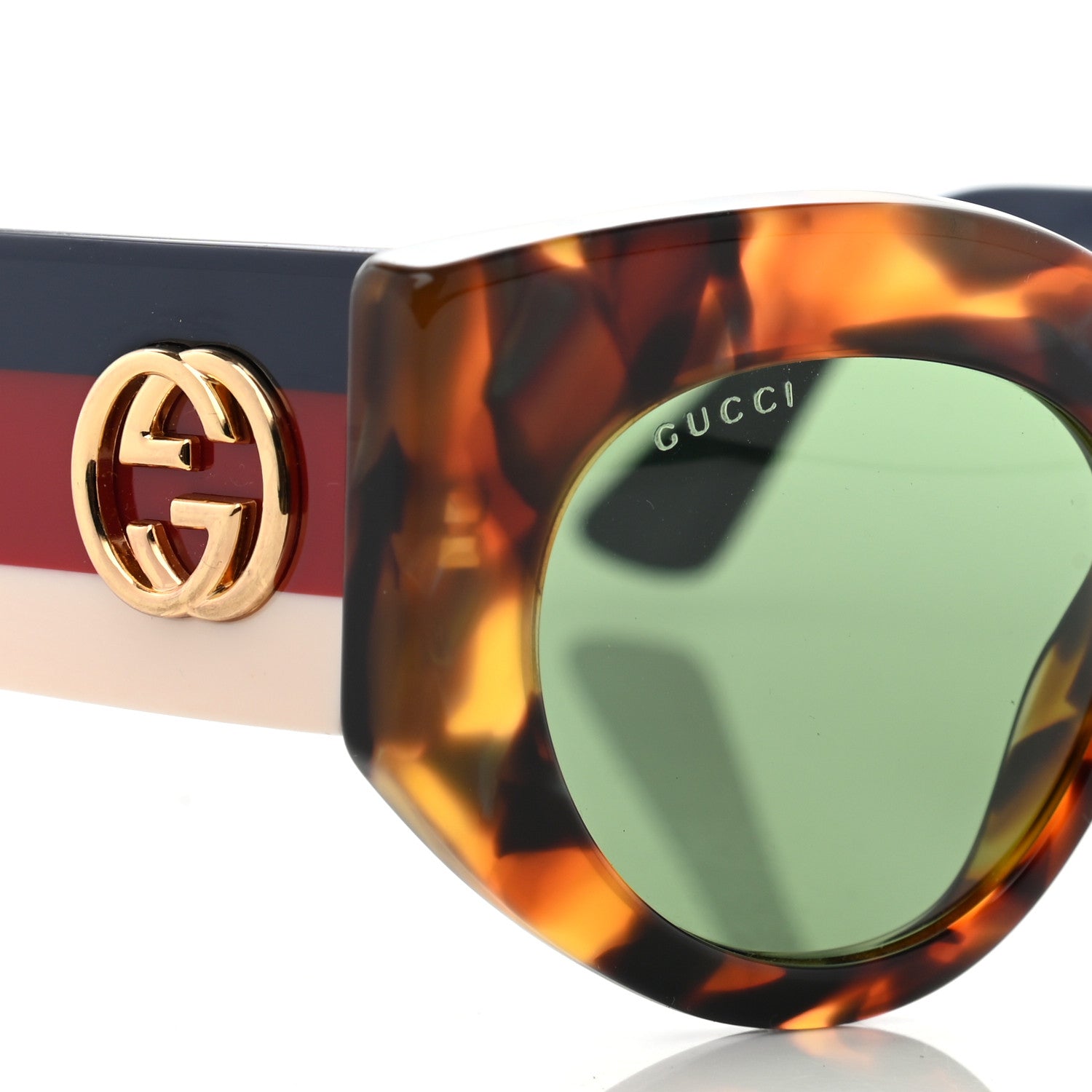 Gucci Acetate Oversized Rectangle Frame Web Sunglasses GG 0275/S Tortoiseshell 8 of 9