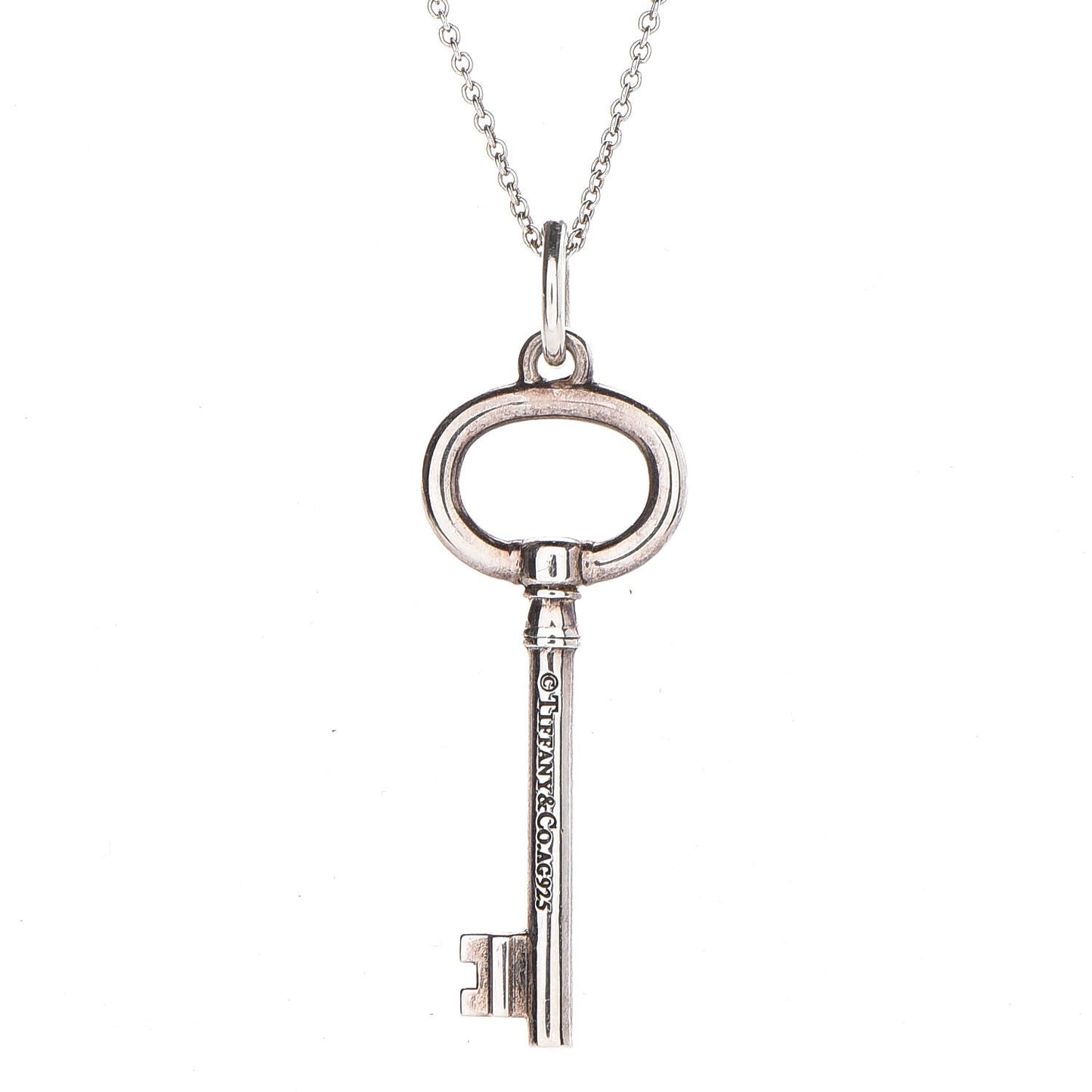 Sterling Silver Oval Key Pendant Necklace