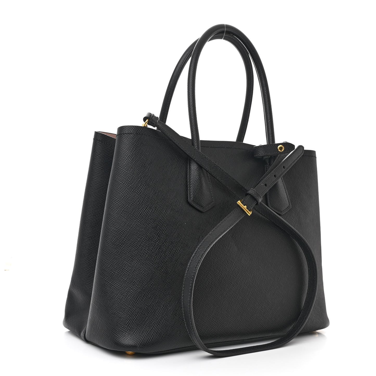 Saffiano Cuir Medium Double Bag Black Mughetto