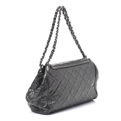 Chanel Metallic Caviar Quilted Timeless Accordion Flap Dark Silver 2 of 9