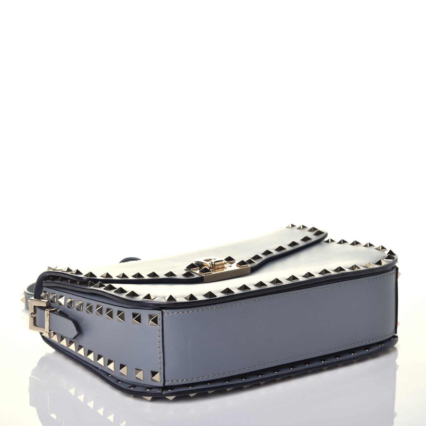 Vitello Medium Rockstud Flap Saddle Bag Light Stone