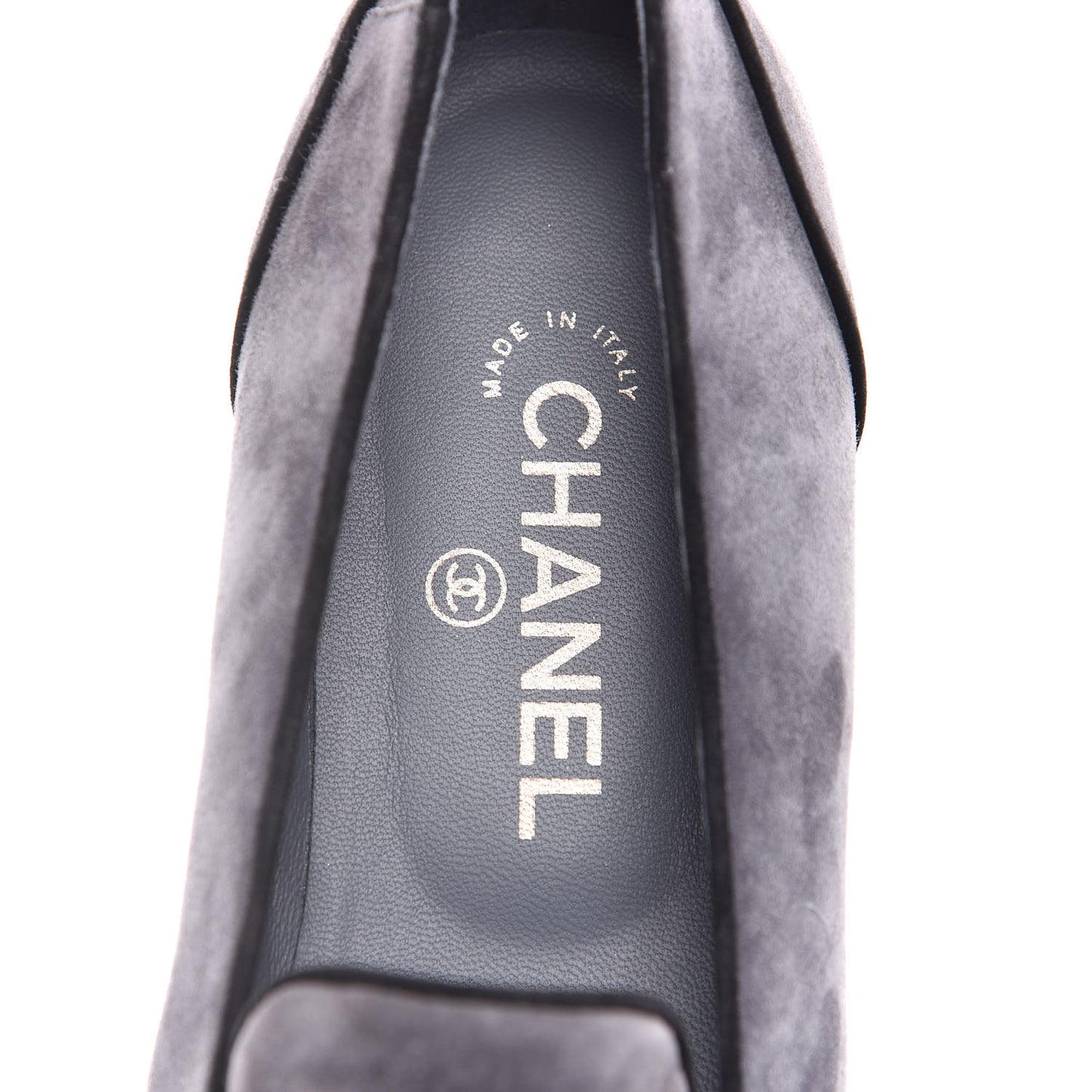Suede Calfskin Mocassin CC Flats 39 Grey