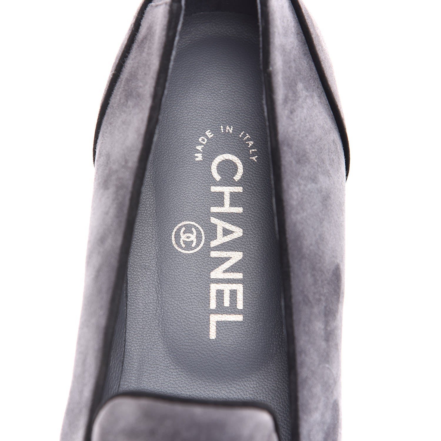 Chanel Suede Calfskin Mocassin CC Flats 39 Grey 7 of 7