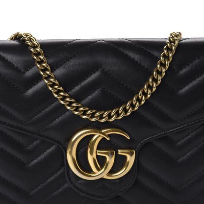 Gucci Calfskin Matelasse GG Marmont Chain Wallet Black 15 of 15