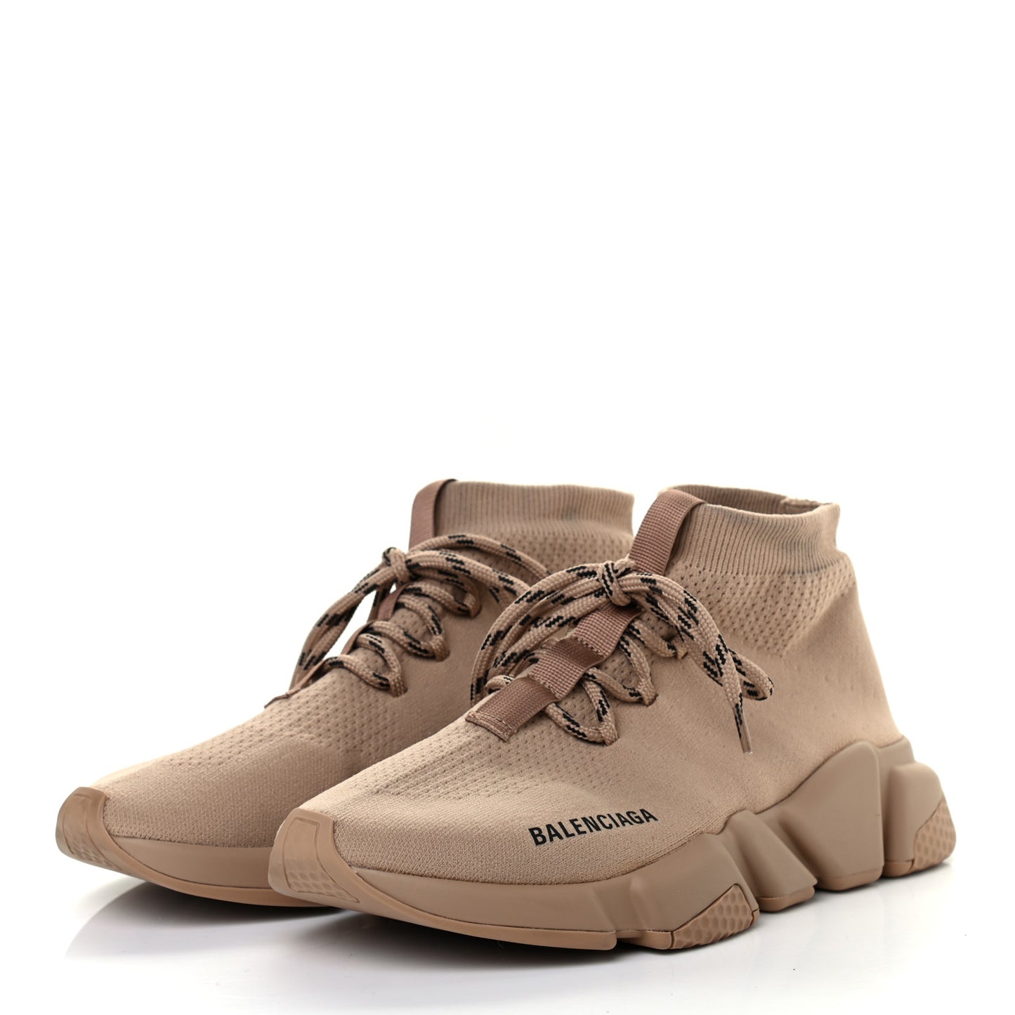 Technical 3D Knit Womens Speed Lace Up Sneakers 39 Beige