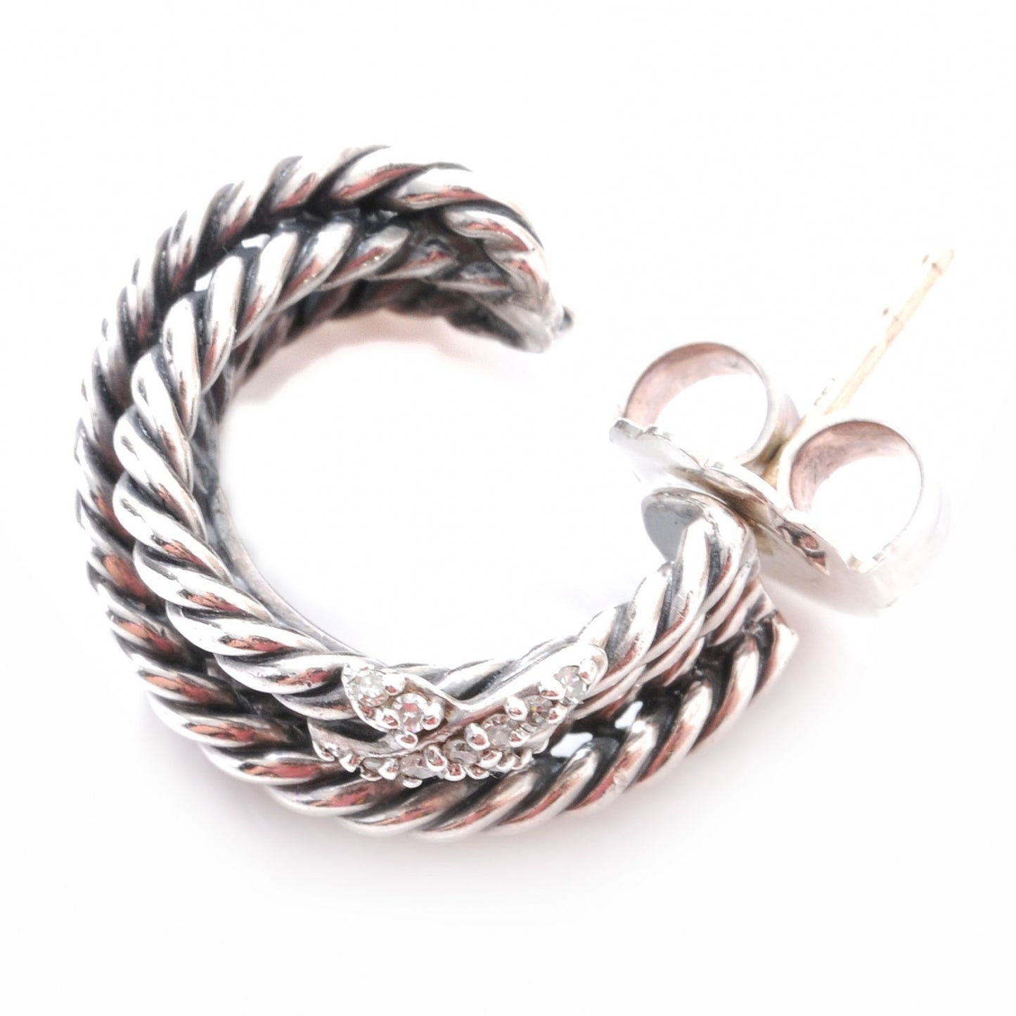 Sterling Silver Diamond Crossover X Earrings