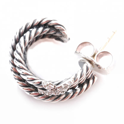 David Yurman Sterling Silver Diamond Crossover X Earrings 4 of 6
