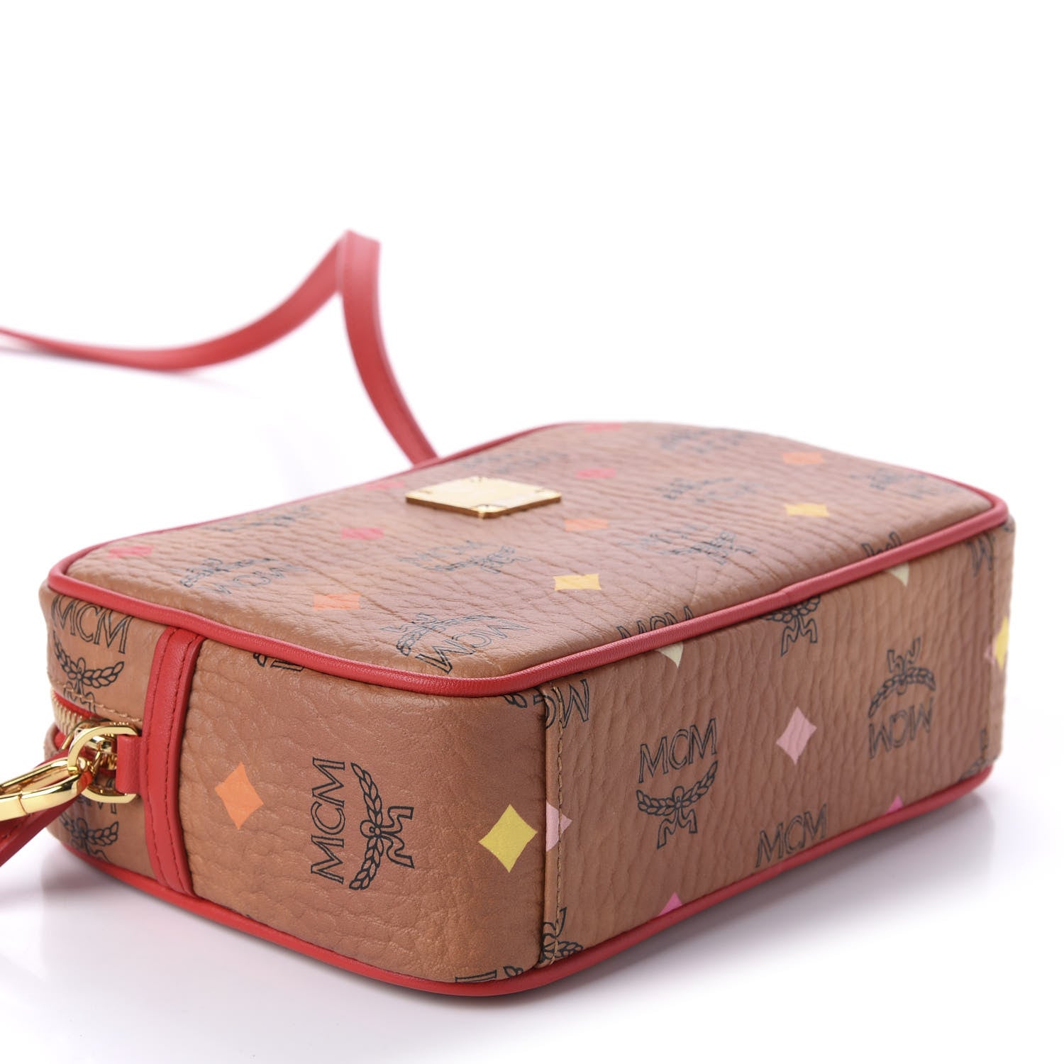 MCM Skyoptic Visetos Spectrum Diamond Camera Bag Cognac Red 4 of 9