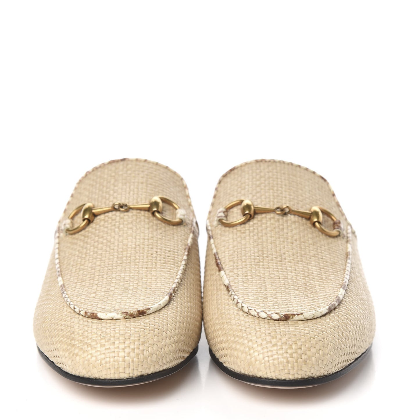 Straw Elaphe Womens Princetown Slippers 36.5 Natural Cream Brown