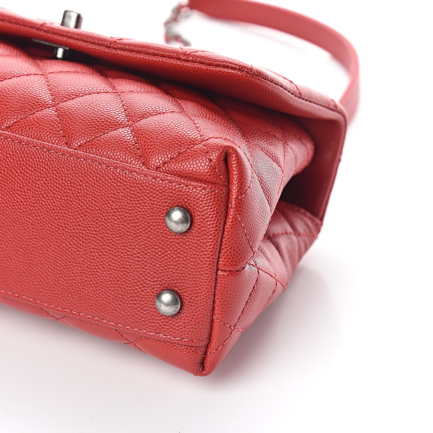 Caviar Quilted Mini Coco Handle Flap Dark Red