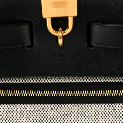 Hermes Toile H Berline Vache Hunter Herbag Zip PM 31 Black Ecru 8 of 12
