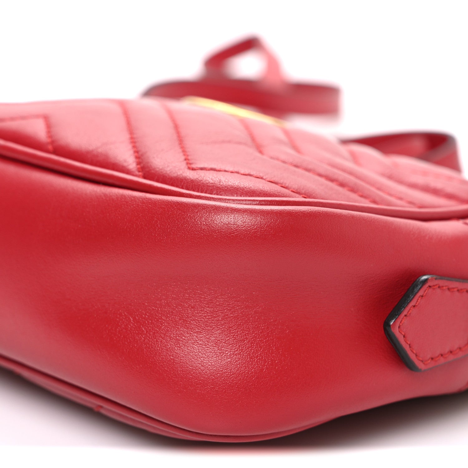 Gucci Calfskin Matelasse Mini GG Marmont Chain Shoulder Bag Hibiscus Red 10 of 10