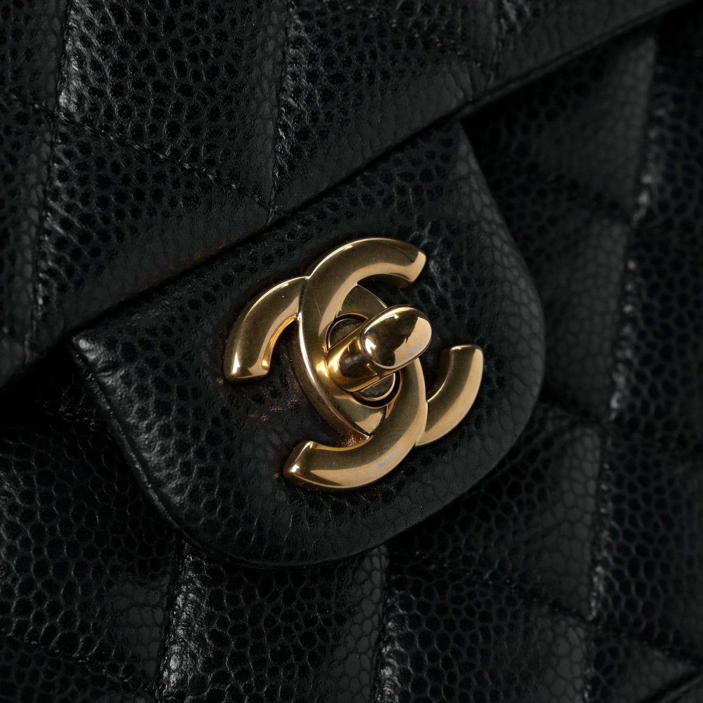 Caviar Quilted Flap Tote Black