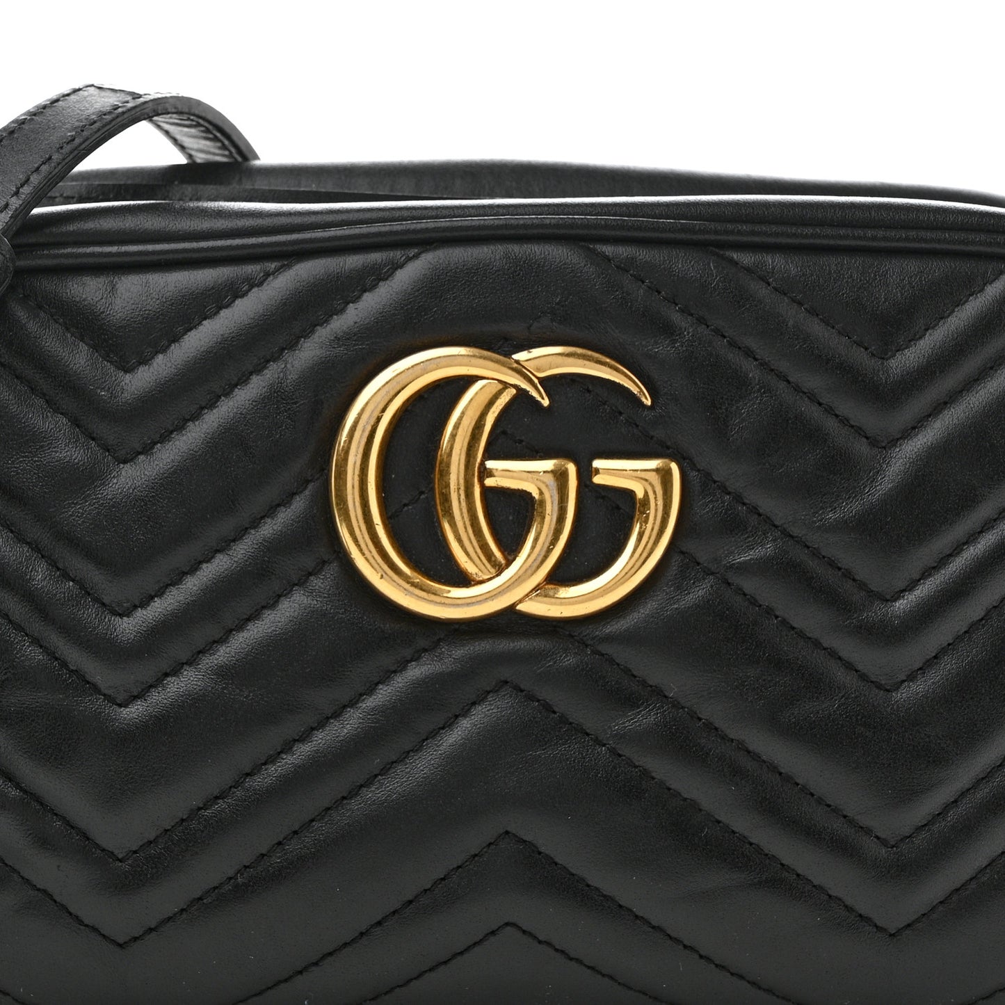 Calfskin Matelasse Small GG Marmont Chain Shoulder Bag Black