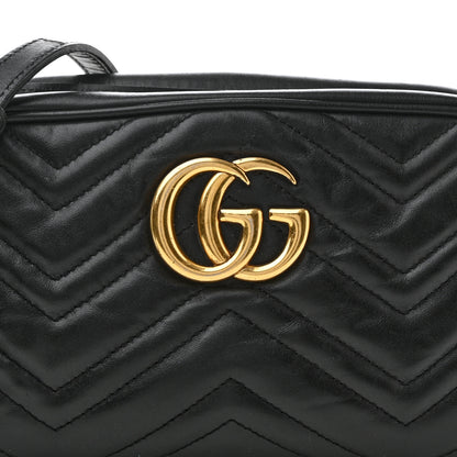 Gucci Calfskin Matelasse Small GG Marmont Chain Shoulder Bag Black 8 of 15