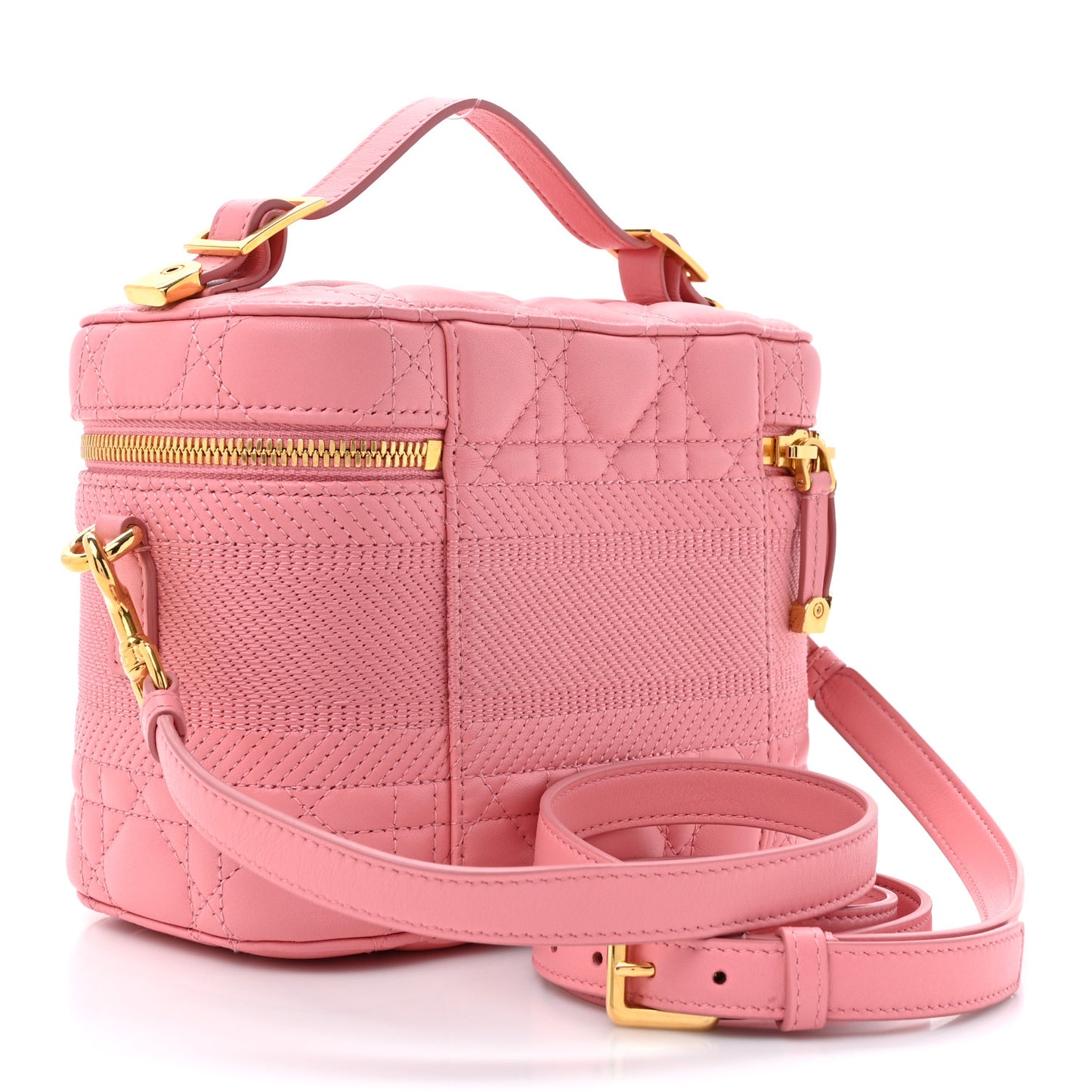 CHRISTIAN DIOR Lambskin Cannage Small Diortravel Vanity Case Pink