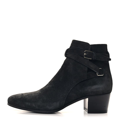 Saint Laurent Suede Calfskin Jodhpur Ankle Boots 36.5 Black 1 of 9
