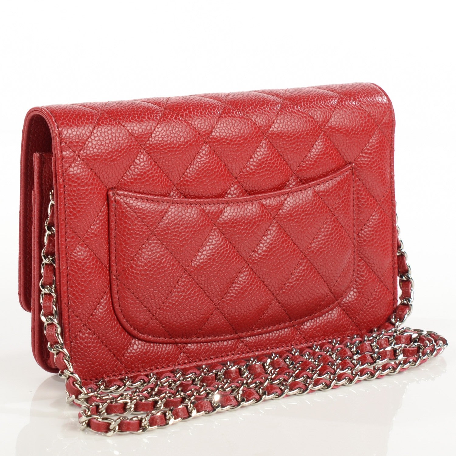 Chanel Caviar Quilted Wallet On Chain WOC Dark Red 3 of 9