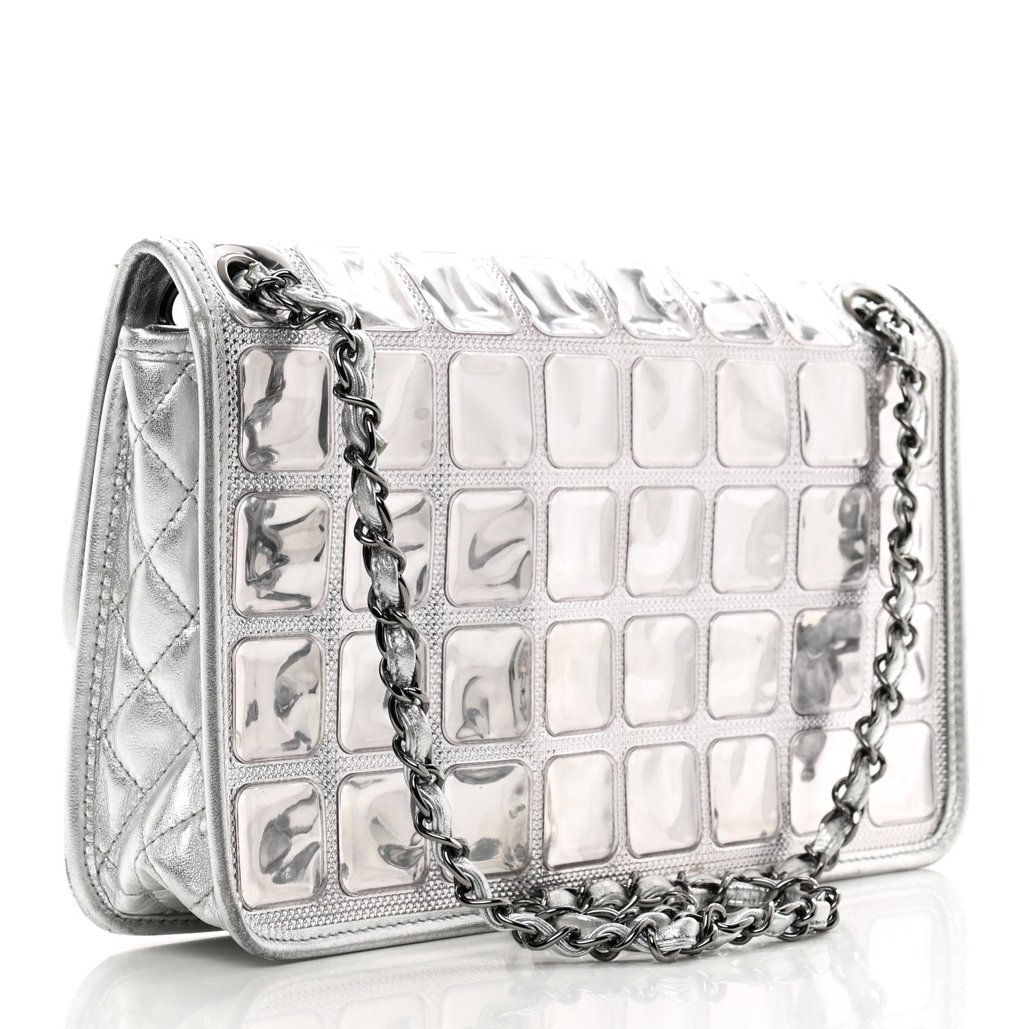 Chanel Vinyl Large Ice Cube Flap Silver 2 of 9