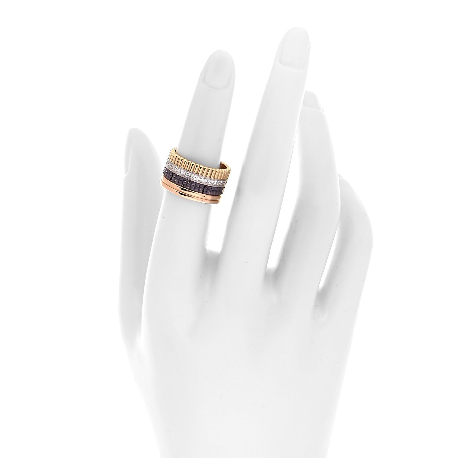 Boucheron 18K Pink Yellow White Gold Diamond PVD Large Quatre Classique Ring 52 6 2 of 5