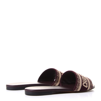 Christian Dior Canvas Embroidered Dway Mules Slide Sandals 36.5 Burgundy 4 of 10