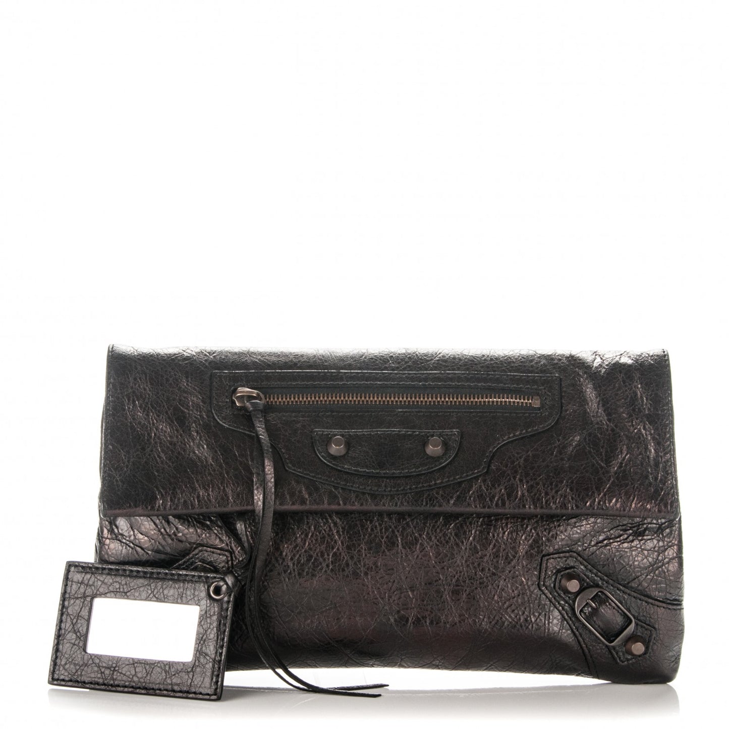 Agneau Classic Hardware Envelope Clutch Black