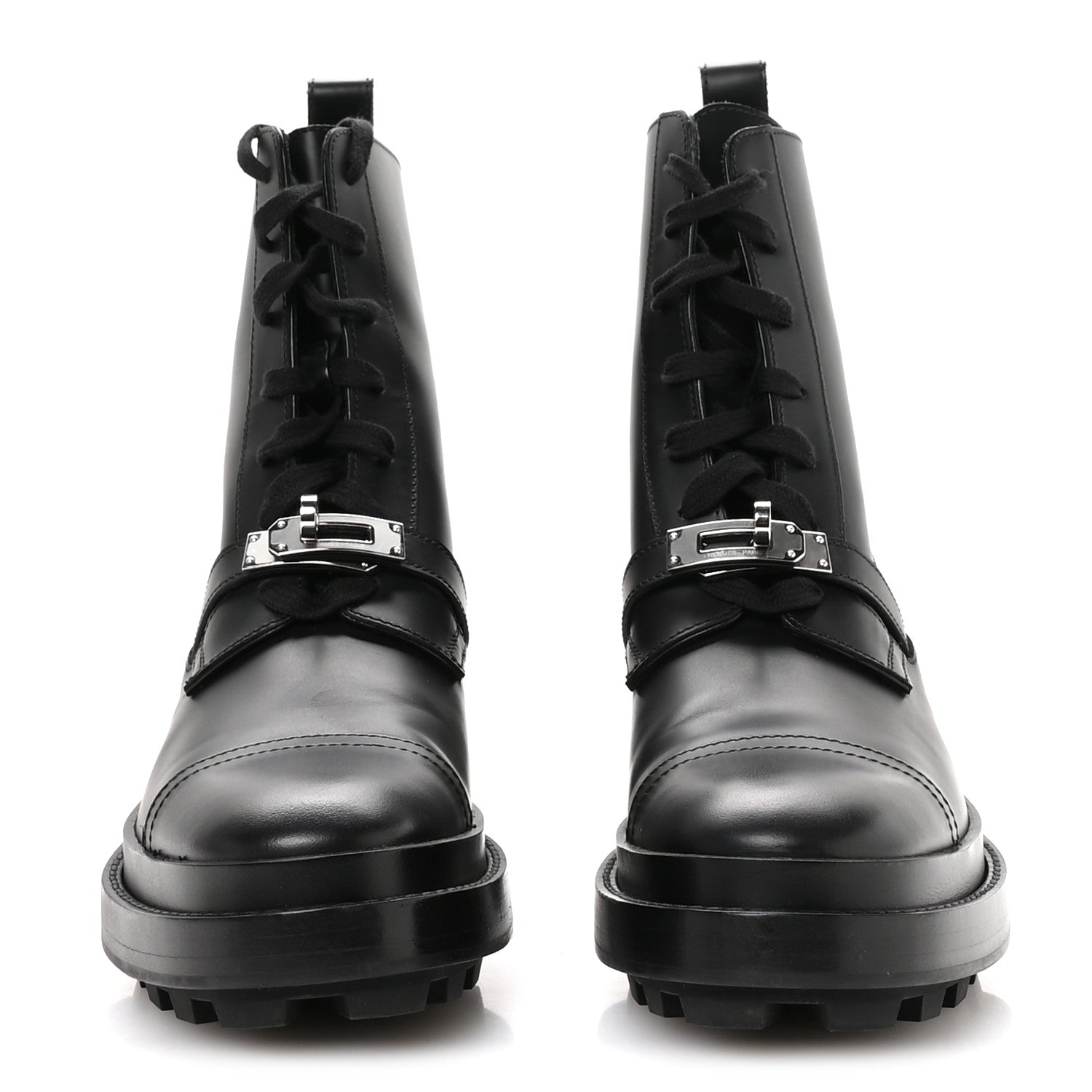 Hermes Glossed Calfskin Funk Ankle Boots 36 Black 1811369