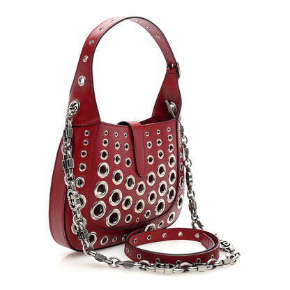Gucci Calfskin Ha Ha Ha Jackie 1961 Eyelet Hobo Cherry Red 3 of 9