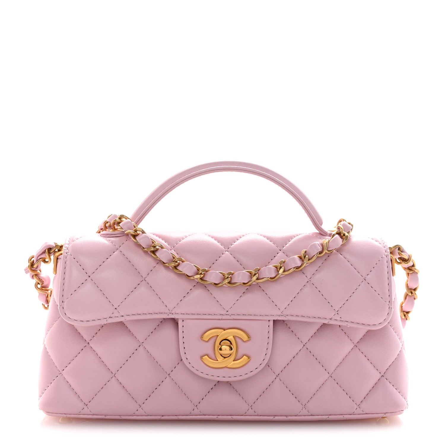 Chanel Lambskin Quilted Mini Flap Top Handle Bag Light Pink 1 of 11