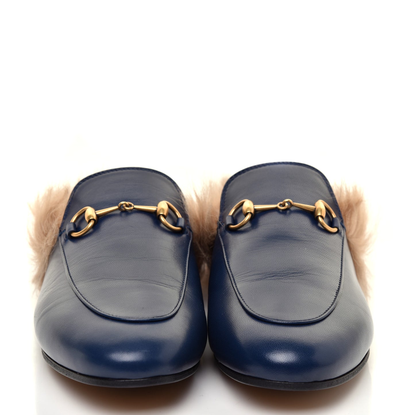 Malaga Kid Fur Womens Princetown Slippers 39 Blue Agata