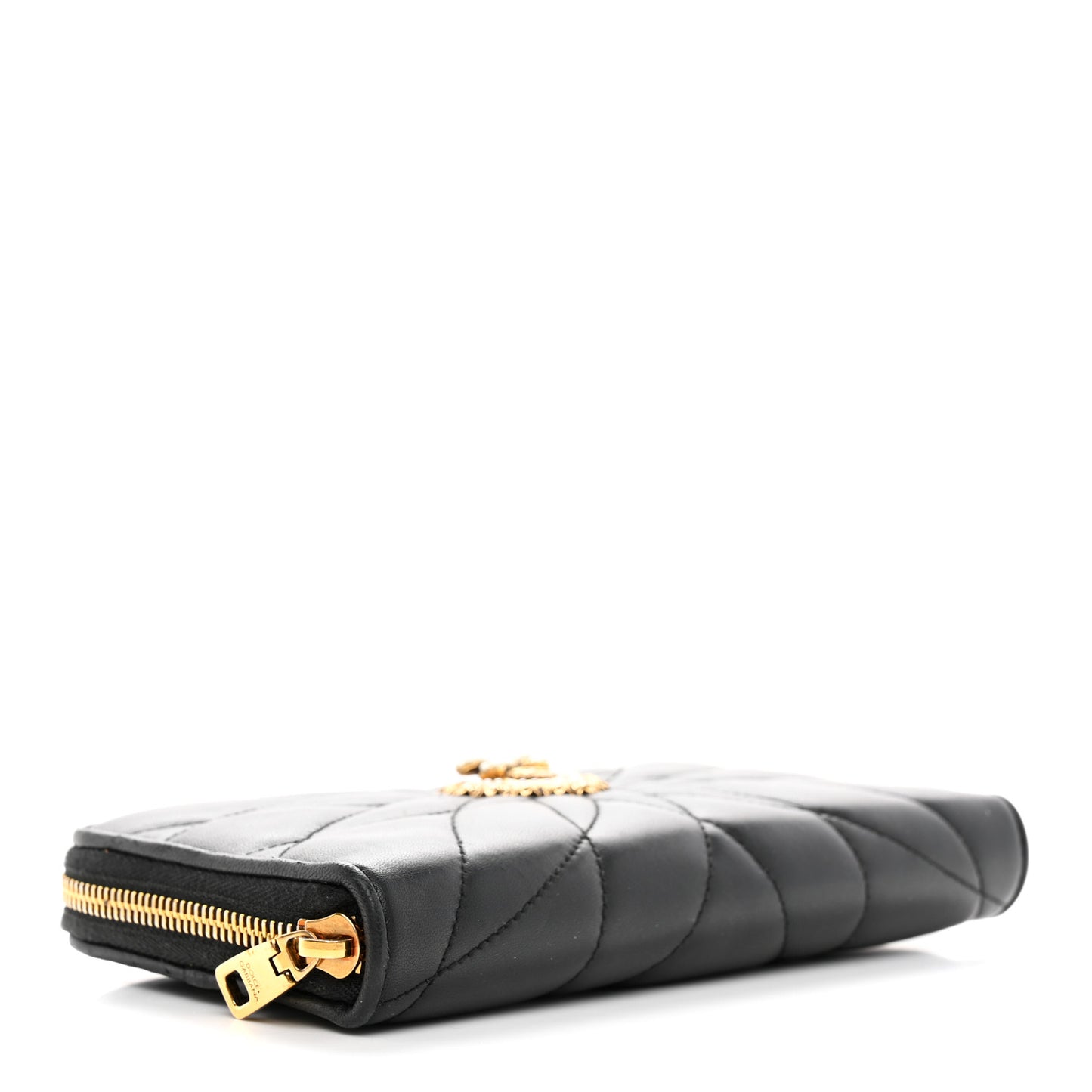 Nappa Quilted Devotion Zip Around Wallet Black