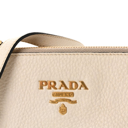 Prada Vitello Phenix Double Zip Crossbody Bag White 7 of 9