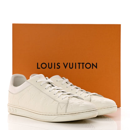 Louis Vuitton Grained Calfskin Embossed Monogram Mens Luxembourg Sneakers 10.5 White 11 of 11
