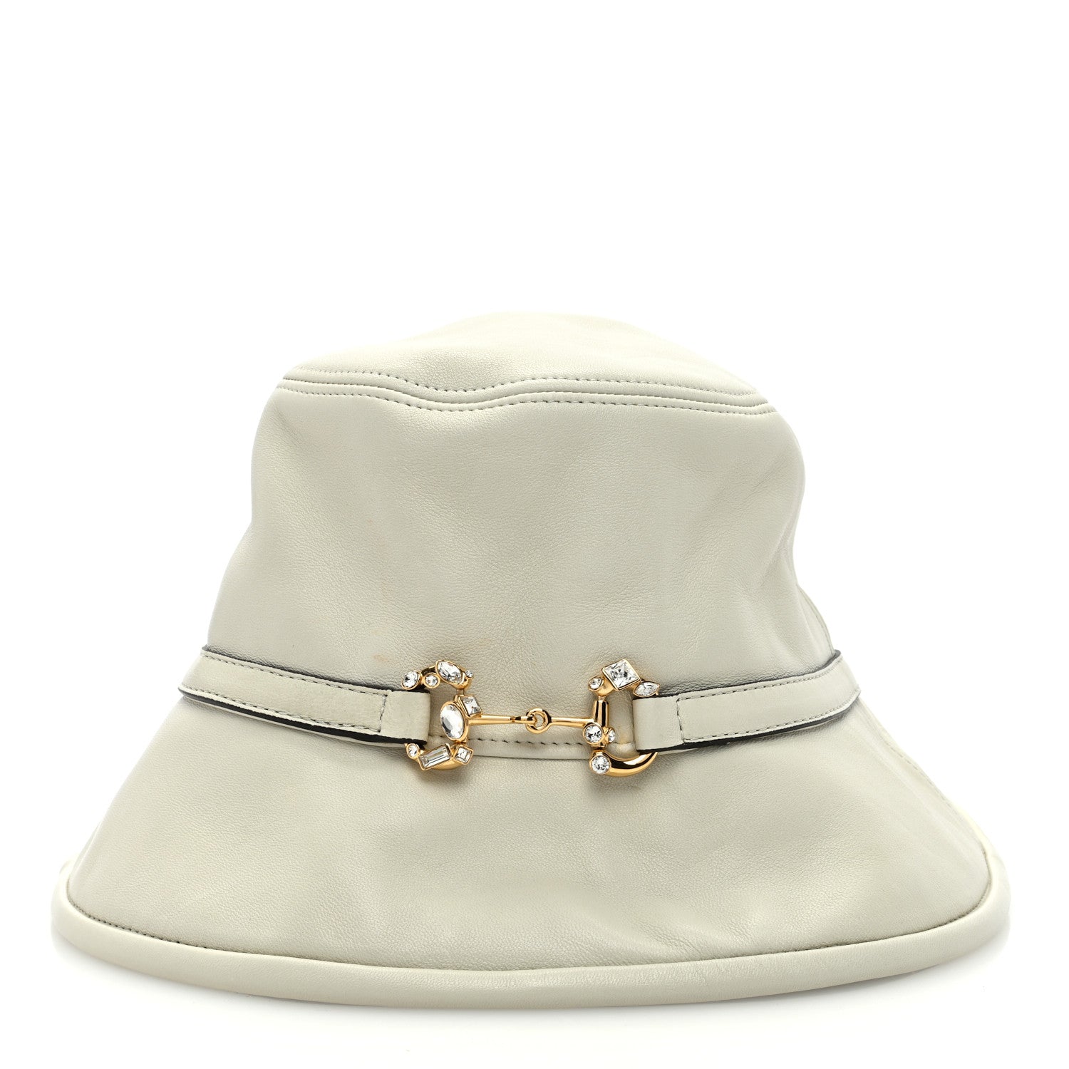 Gucci Crystal Horsebit Bob Mulina Bucket Hat S Antique White 3 of 8