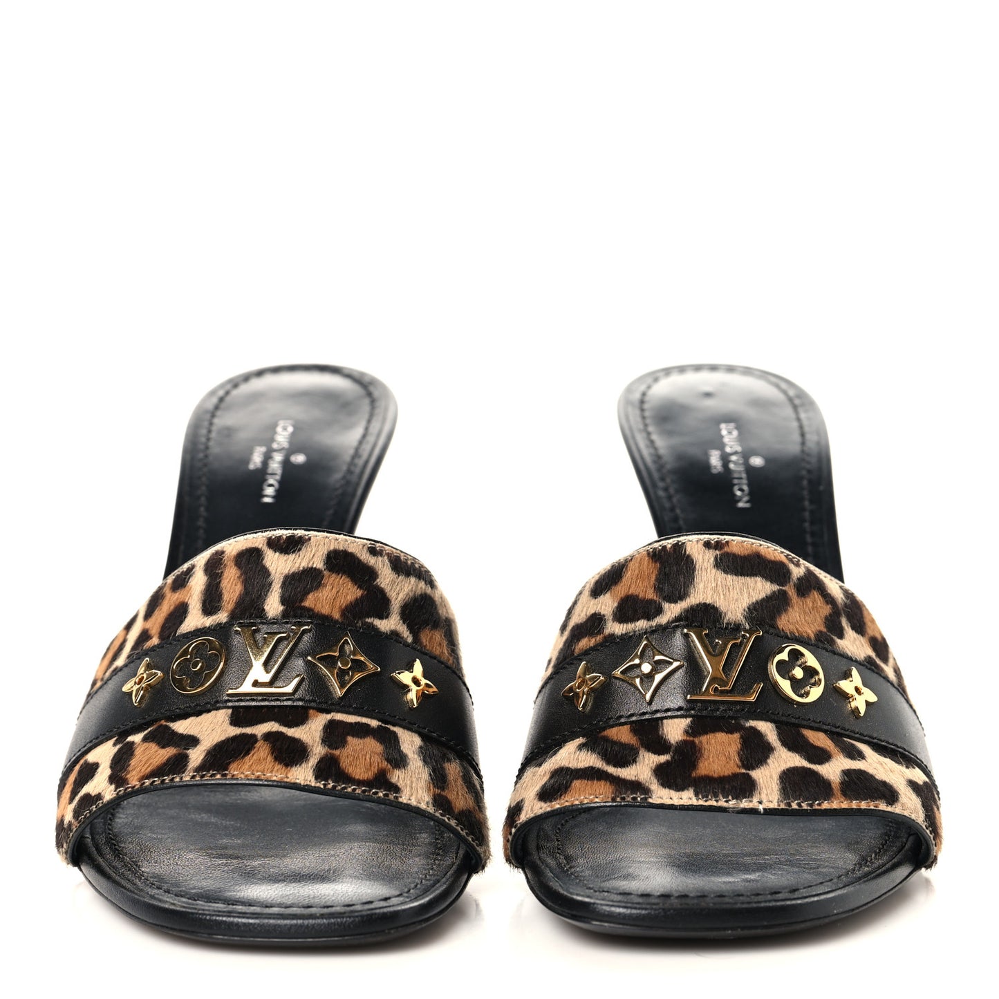 Calfskin Pony Hair Leopard Revival Mules 37 Brown