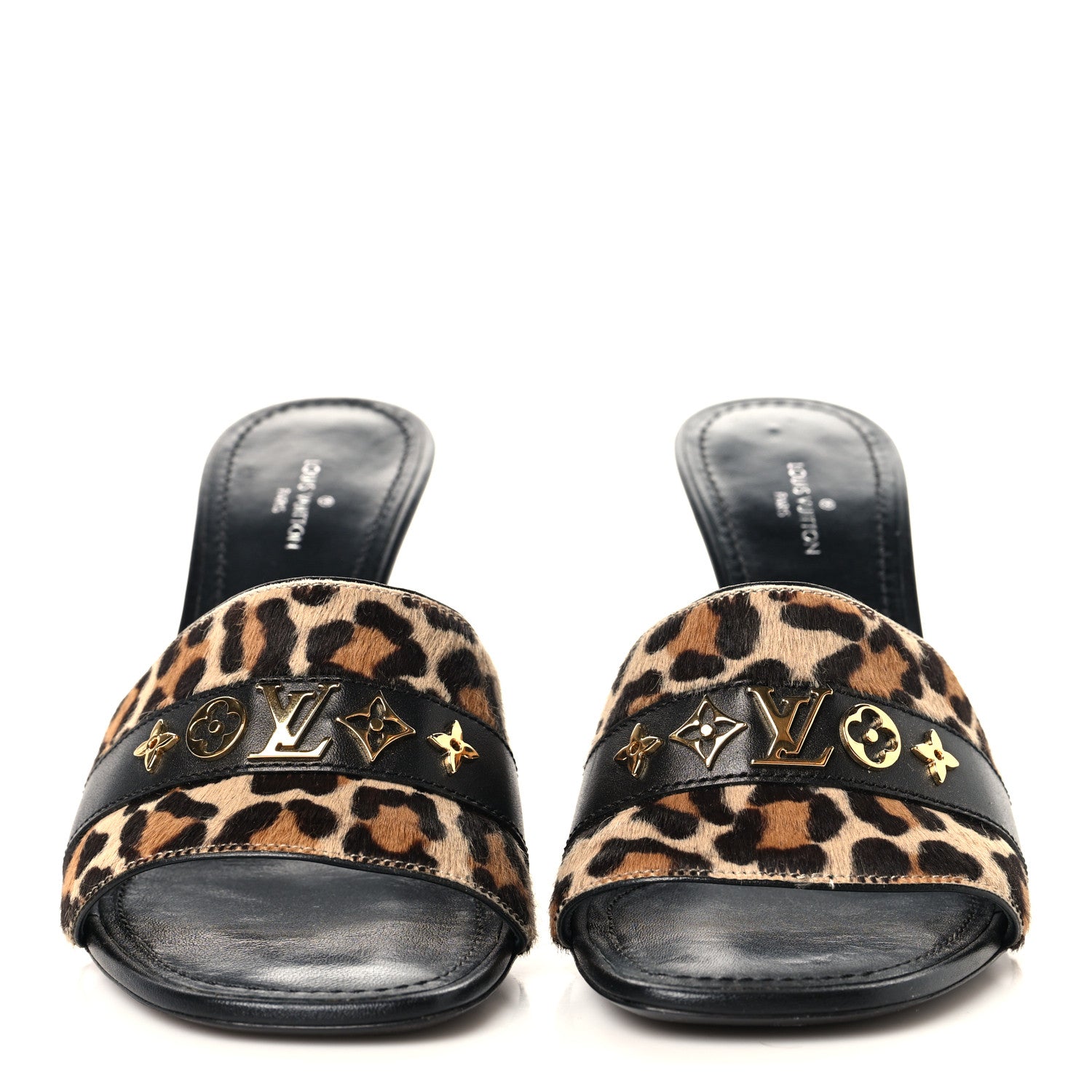 Louis Vuitton Calfskin Pony Hair Leopard Revival Mules 37 Brown 3 of 9