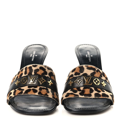 Louis Vuitton Calfskin Pony Hair Leopard Revival Mules 37 Brown 3 of 9