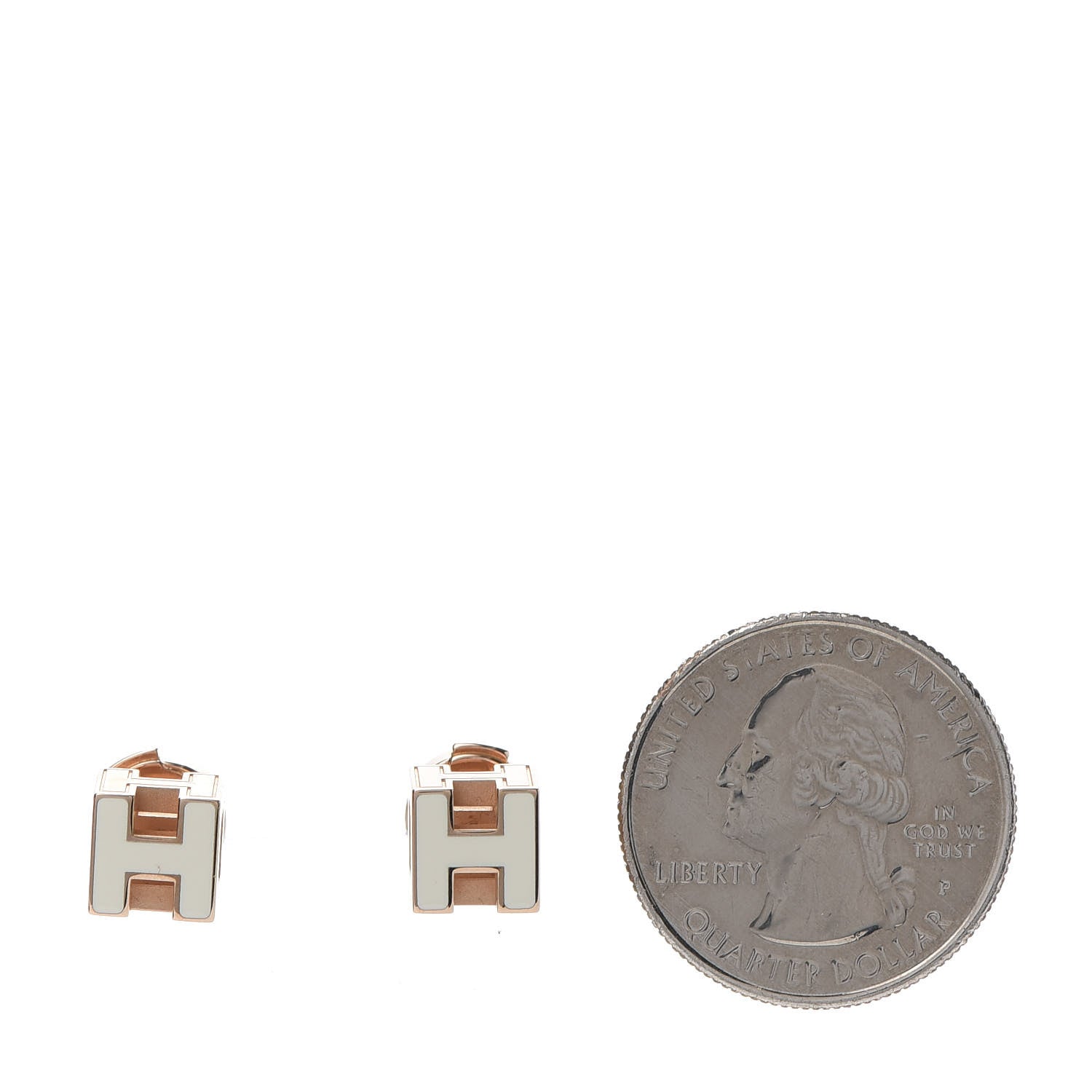 Hermes Rose Gold Plated Cage d'H Earrings White 2 of 5