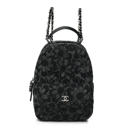 Chanel Denim Quilted Flower CC Mini Classic Backpack Black 1 of 11