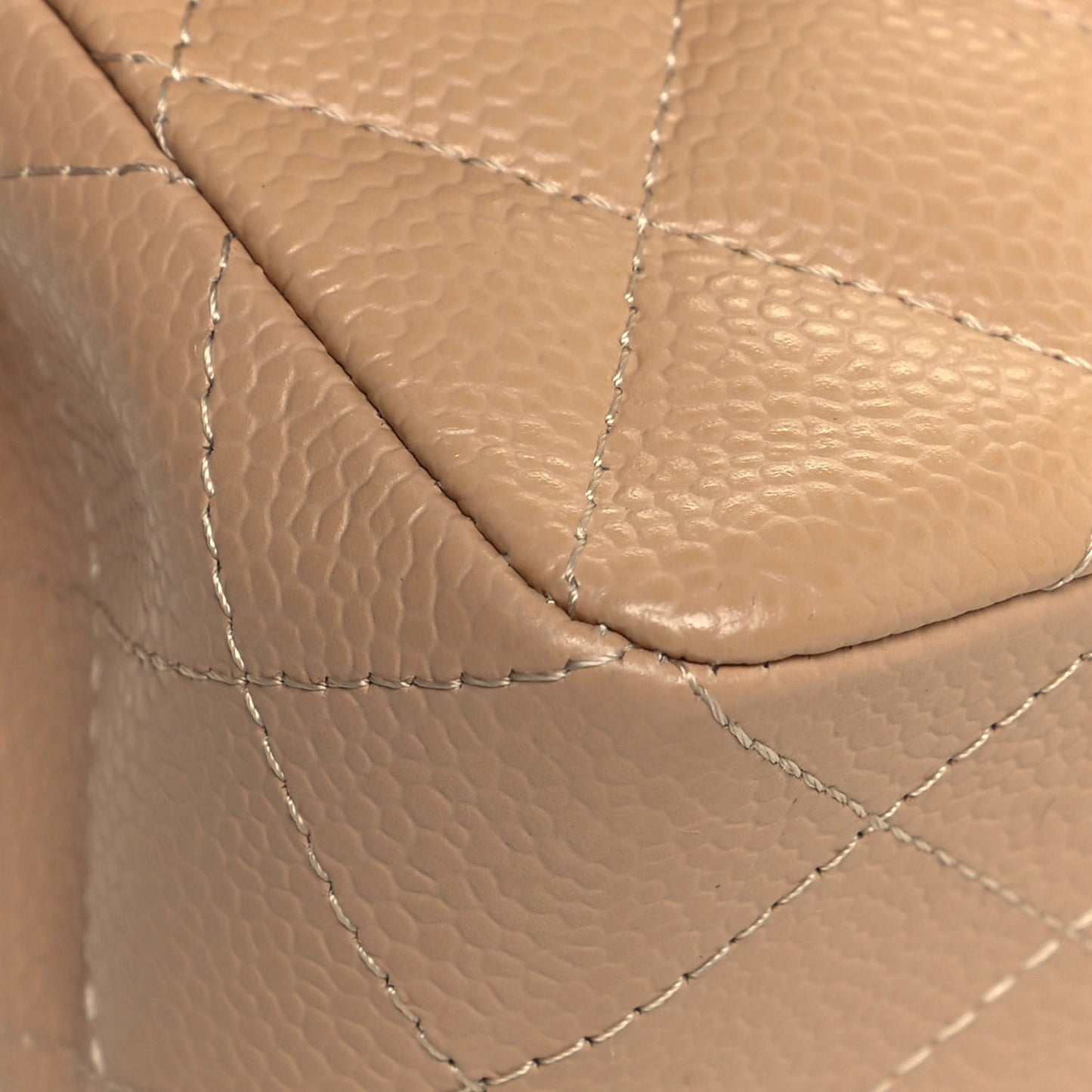 Caviar Quilted Small Double Flap Beige