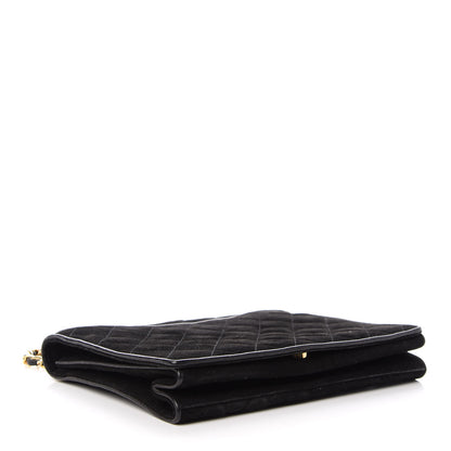 Chanel Suede Quilted CC Small Single Flap Black 4 of 8