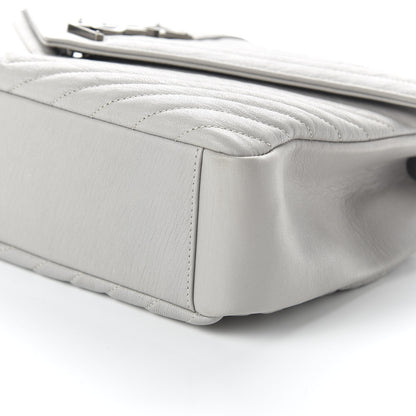 Saint Laurent Sheepskin Matelasse Chevron Monogram Large College Satchel Light Grey 7 of 9