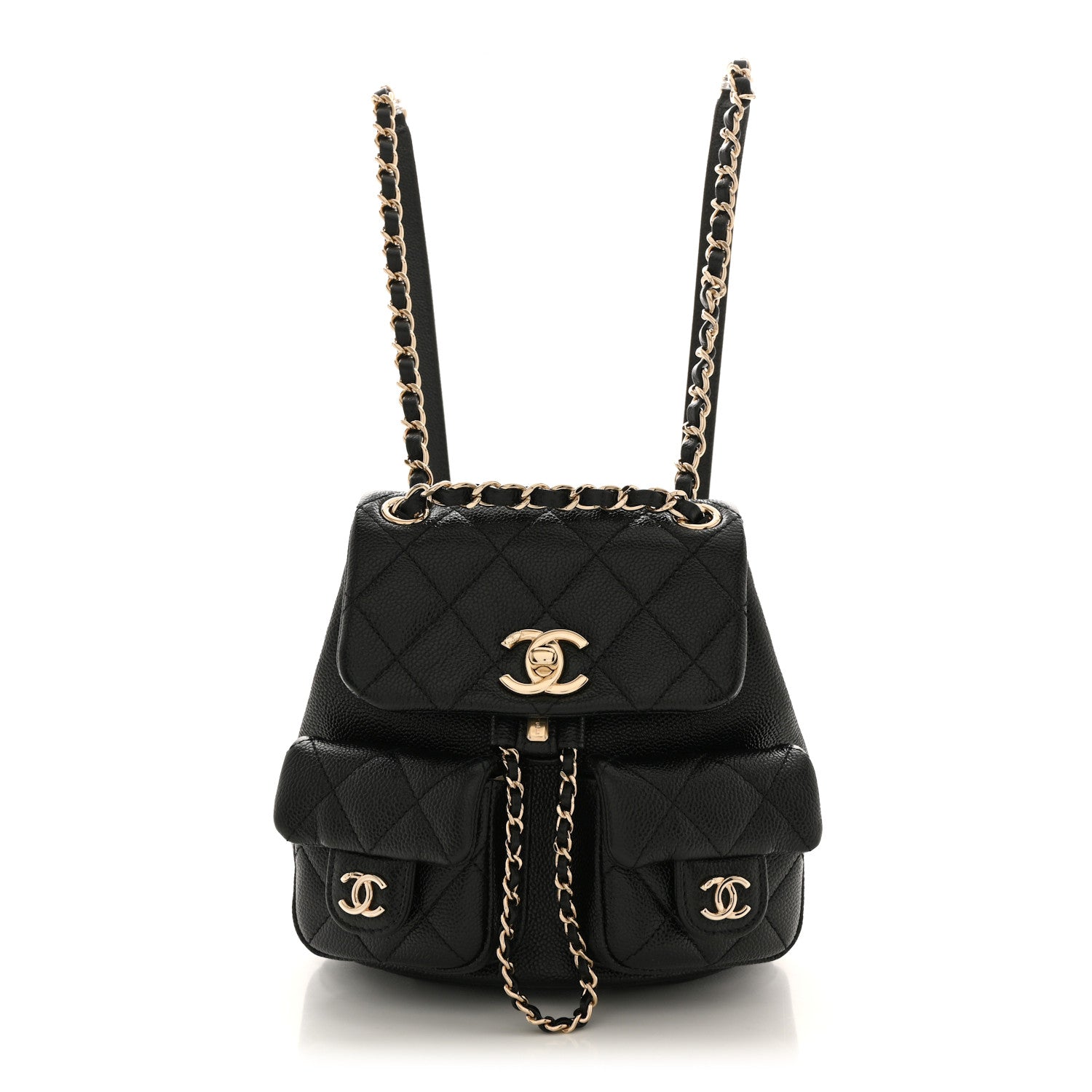 Chanel Shiny Caviar Quilted Small Duma Pockets Drawstring Backpack Black 1 of 10