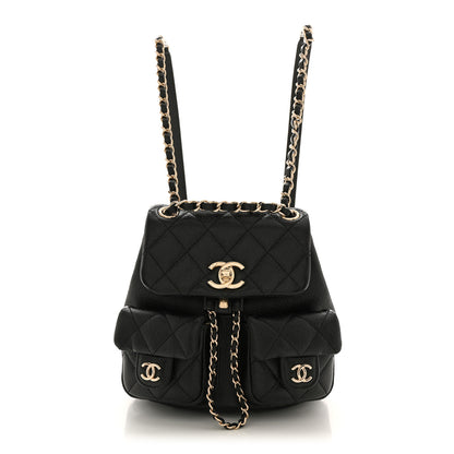 Chanel Shiny Caviar Quilted Small Duma Pockets Drawstring Backpack Black 1 of 10