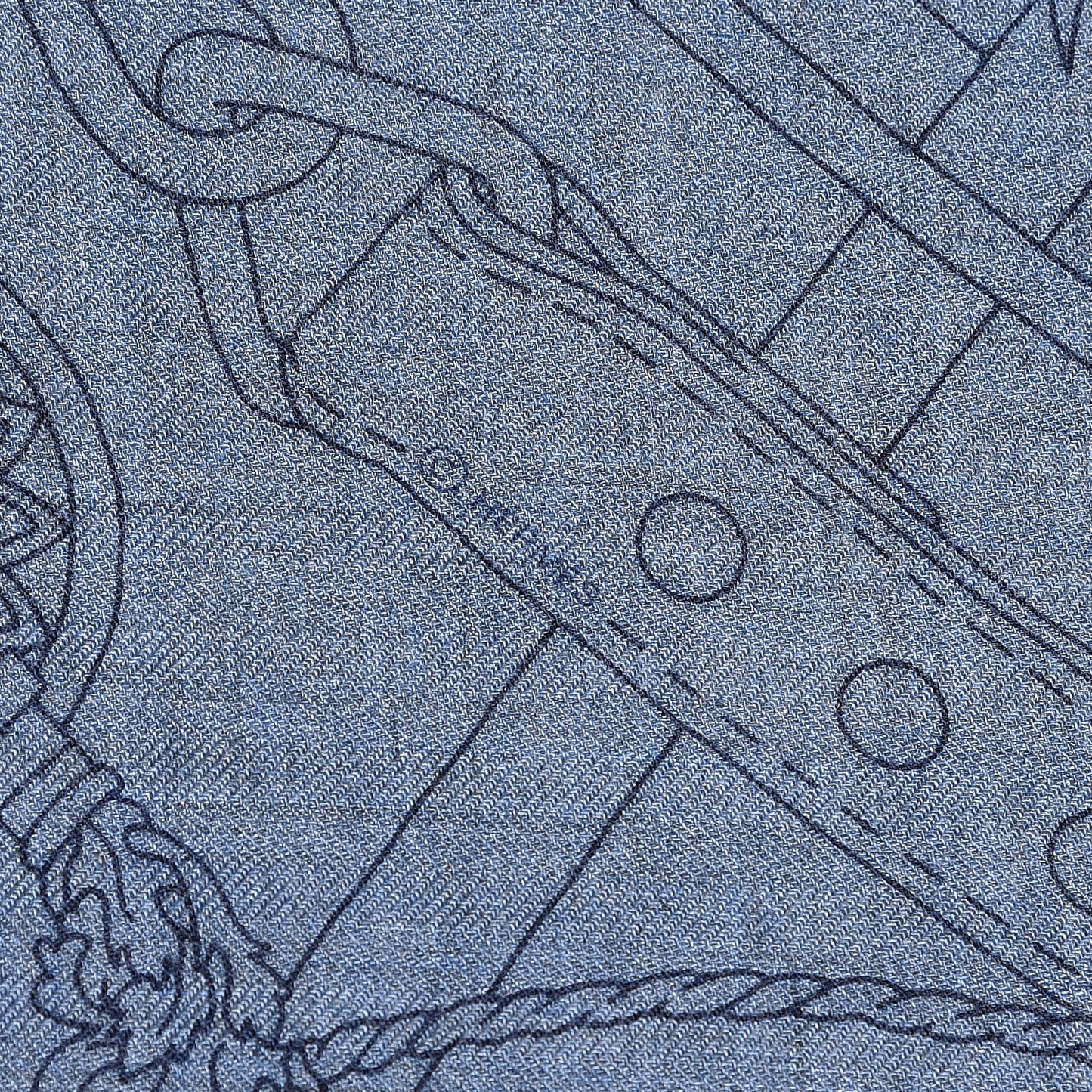 Cashmere Silk C'Est La Fete Scarf Shawl 140 Bleu Chine Marine
