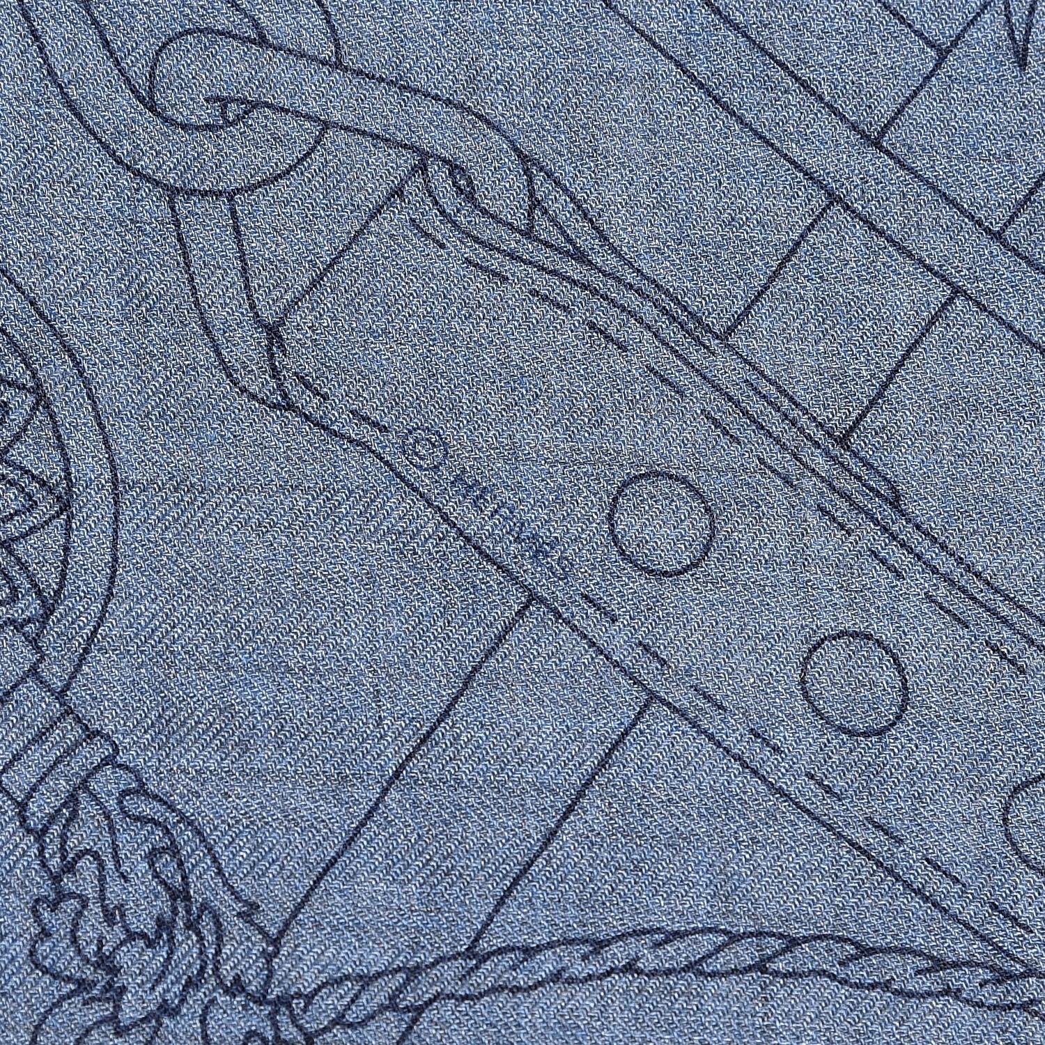 Hermes Cashmere Silk C'Est La Fete Scarf Shawl 140 Bleu Chine Marine 5 of 5