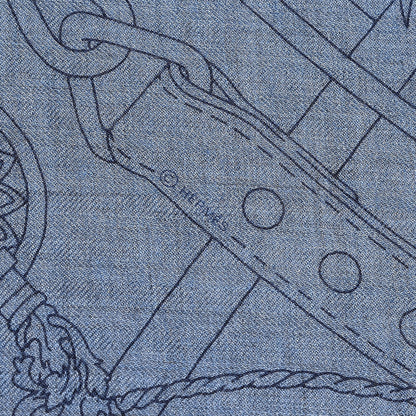 Hermes Cashmere Silk C'Est La Fete Scarf Shawl 140 Bleu Chine Marine 5 of 5