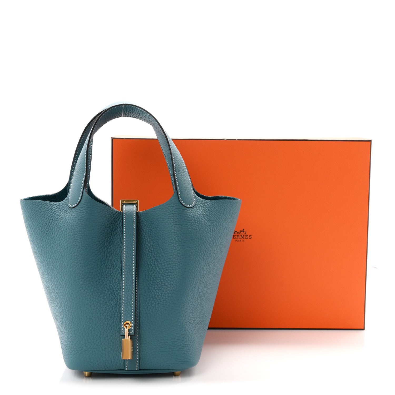 Hermes Taurillon Clemence Picotin Lock 18 PM New Blue Jean 11 of 11