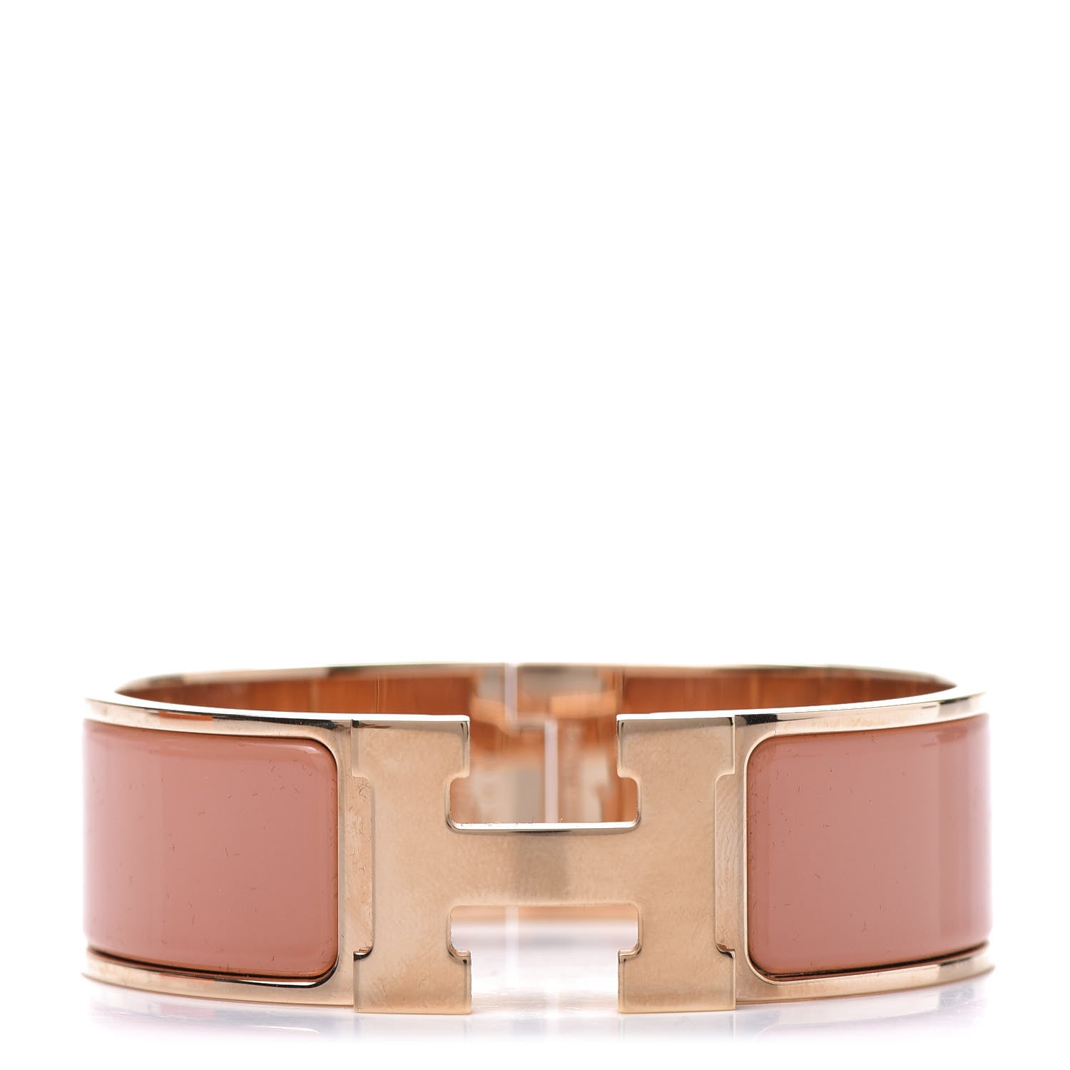 Hermes Enamel Wide Clic Clac H Bracelet GM Rose Saumon 1 of 5